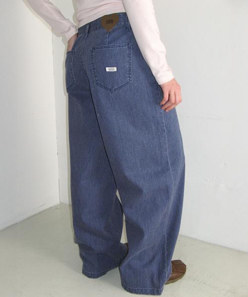 SOFT PIGMENT WIDE DENIM PANTS DEEP BLUE