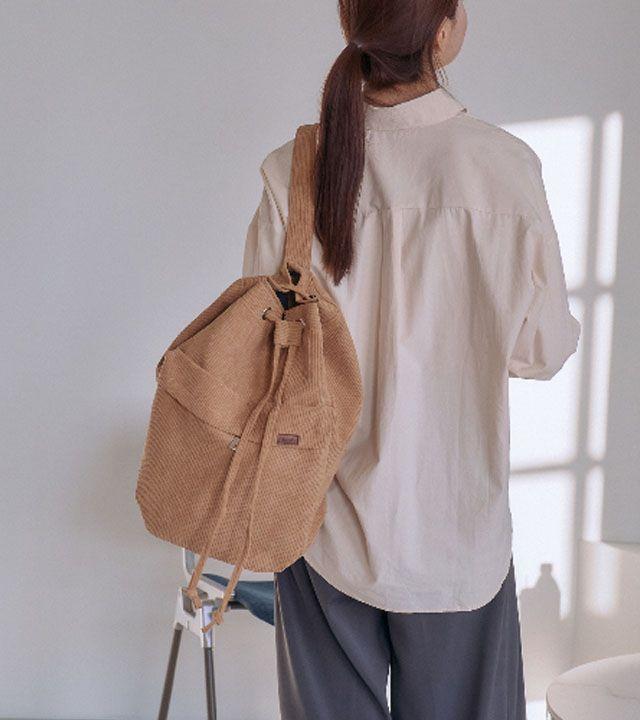 [당일출고] 엠바 코듀로이복조리 버킷 크로스백