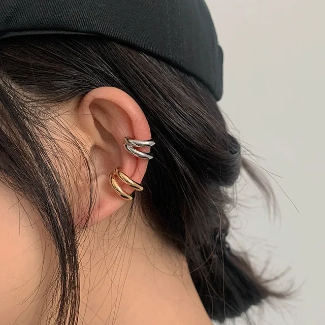 [2개특가/1개도ok] 두줄 볼드 투라인 링 페이크 피어싱 귀찌 이어커프