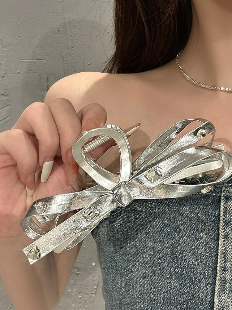 헤르츠룸 Silver ribbon cubic pin 큐빅 실버 머리집게 핀 집게머리 반묶음 헤어