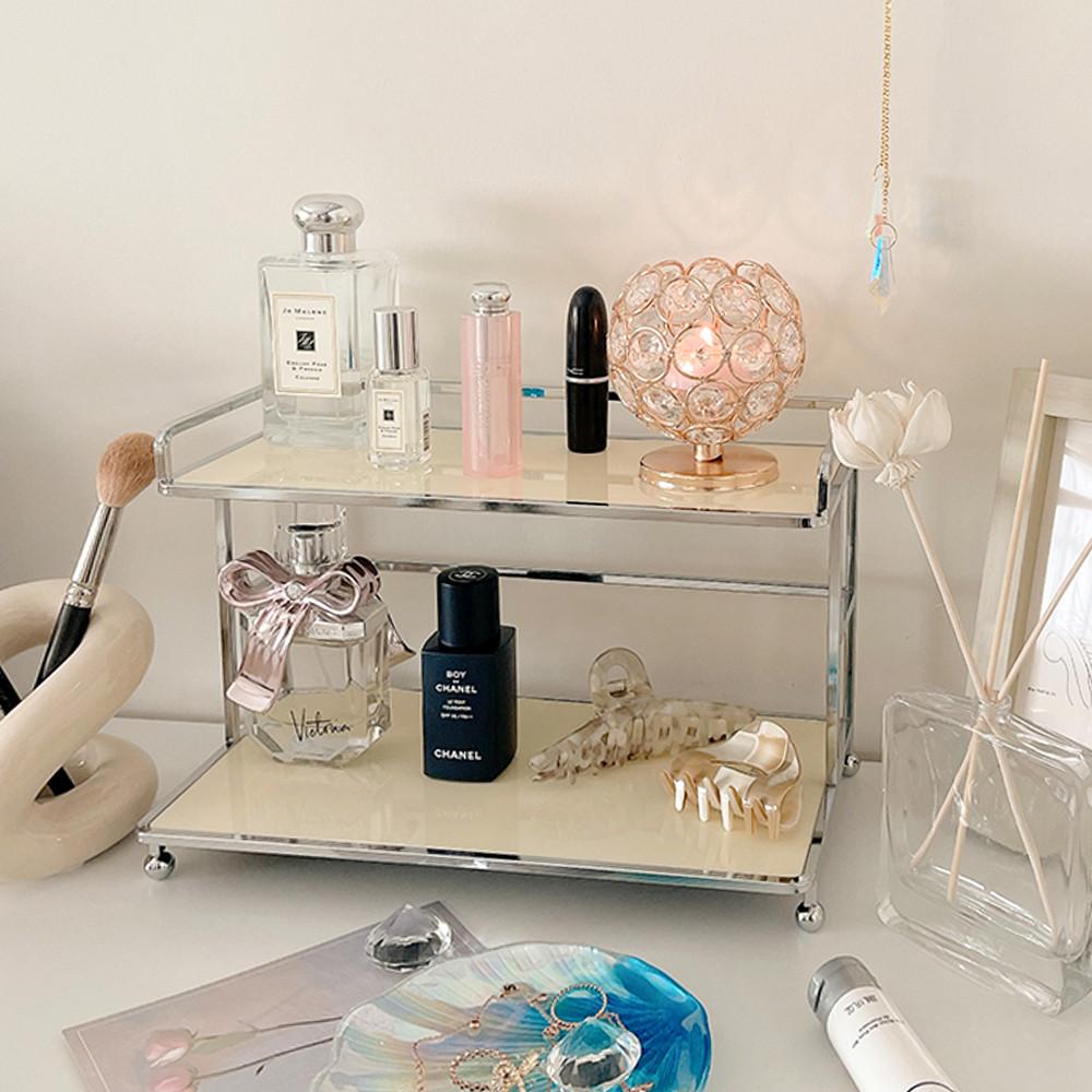 쿠마마 밀크버터 미니 다용도 화장품 정리 수납 2단 선반