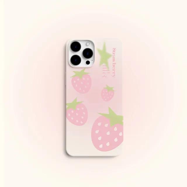 주문폭주 [Strawberry milk pink] 딸기우유 하드 케이스 아이폰 갤럭시 폰케이스 딸기 별 y2k 키치 러블리
