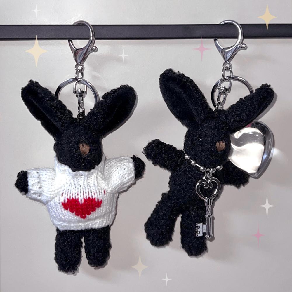 (4type) 포키 키링 토끼 인형 가방 휴대폰줄 핸드폰 고리 키홀더 인형고리 흑토끼