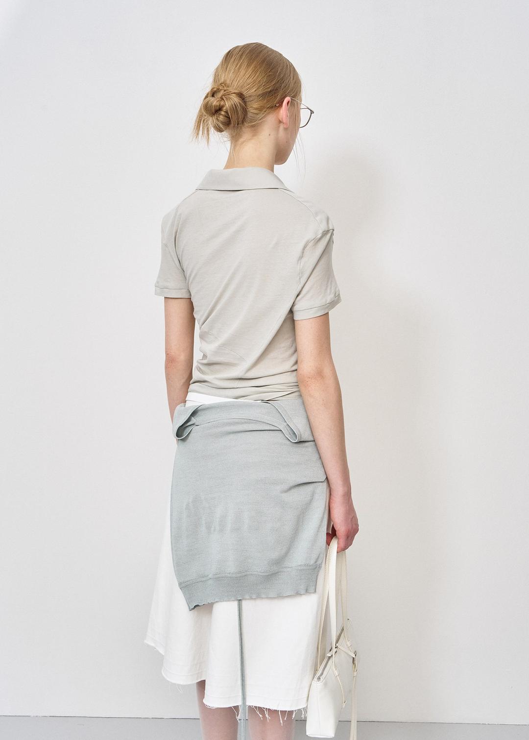 TWISTED COLLAR TOP (LIGHT GREY)