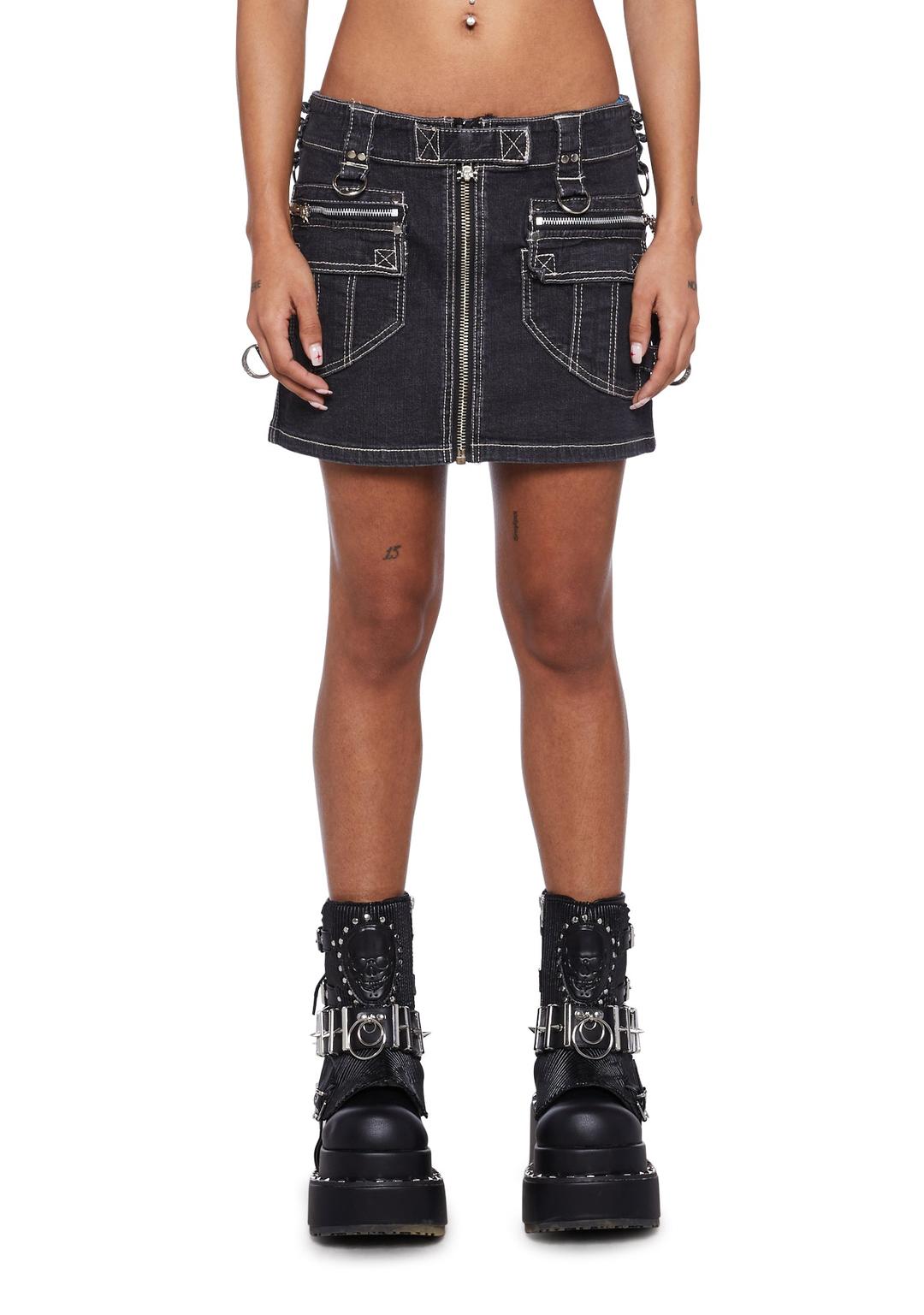 Power Denim Skirt - BLACK / Small