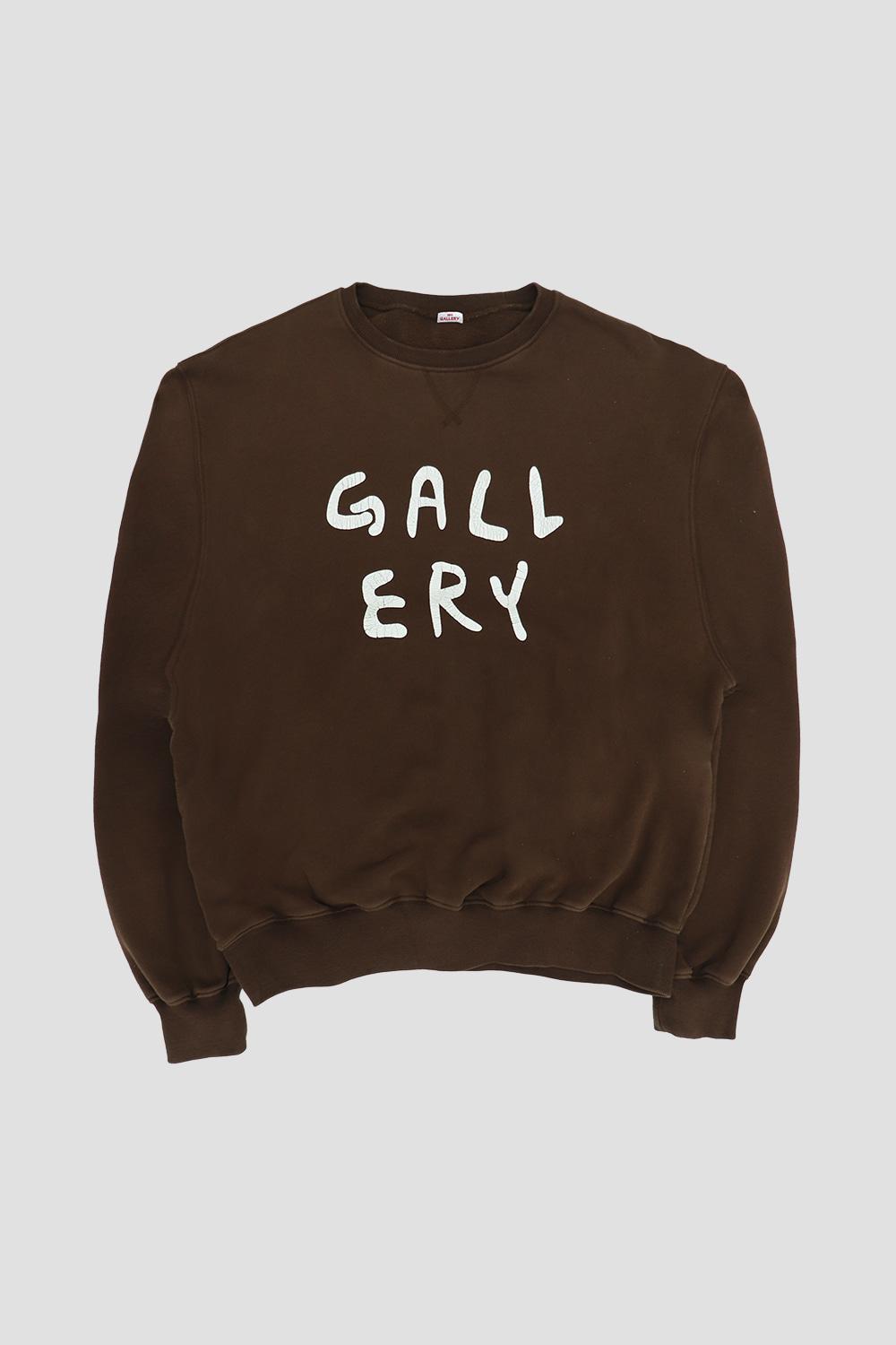 Gallery Logo Washed Sweatshirts  - Brown