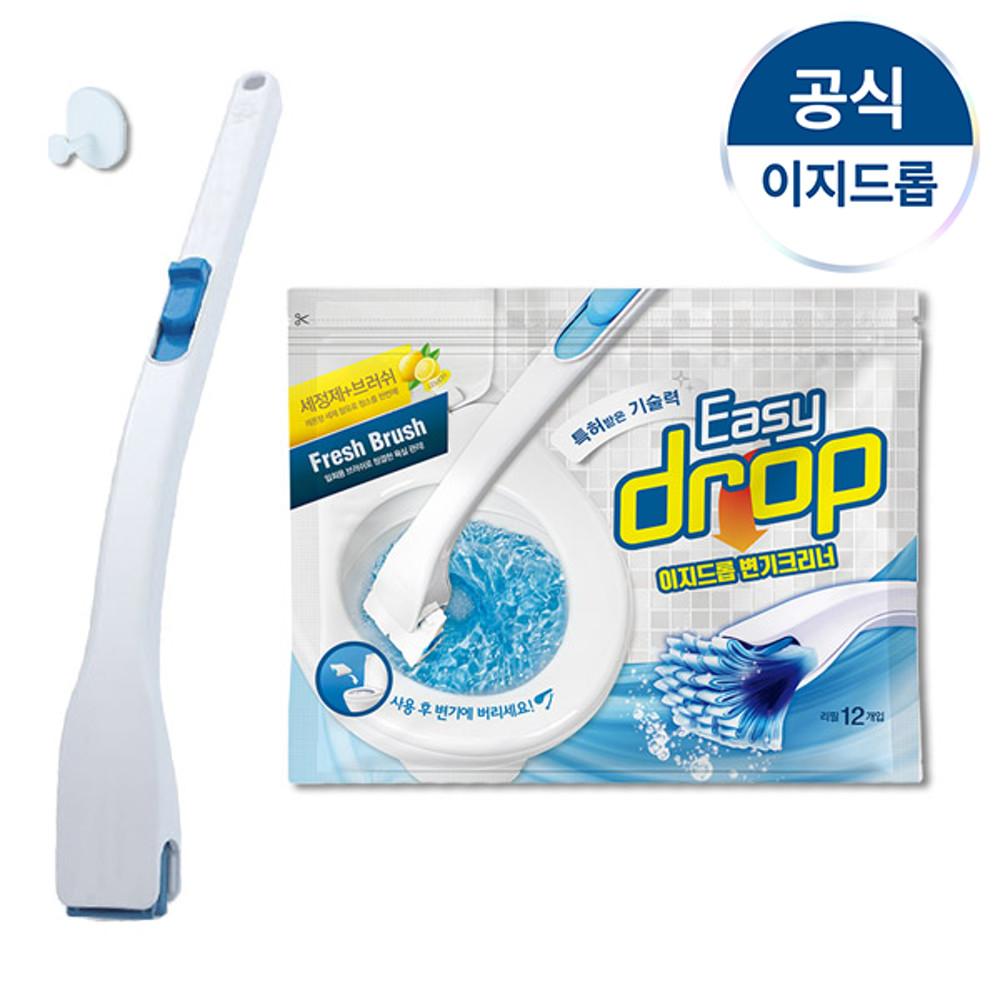 이지드롭 변기크리너 핸들+리필12개입 욕실청소 화장실 변기솔