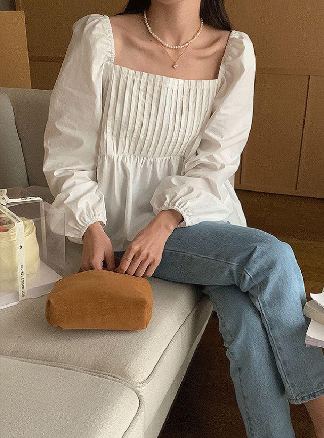 제나 스퀘어넥 블라우스