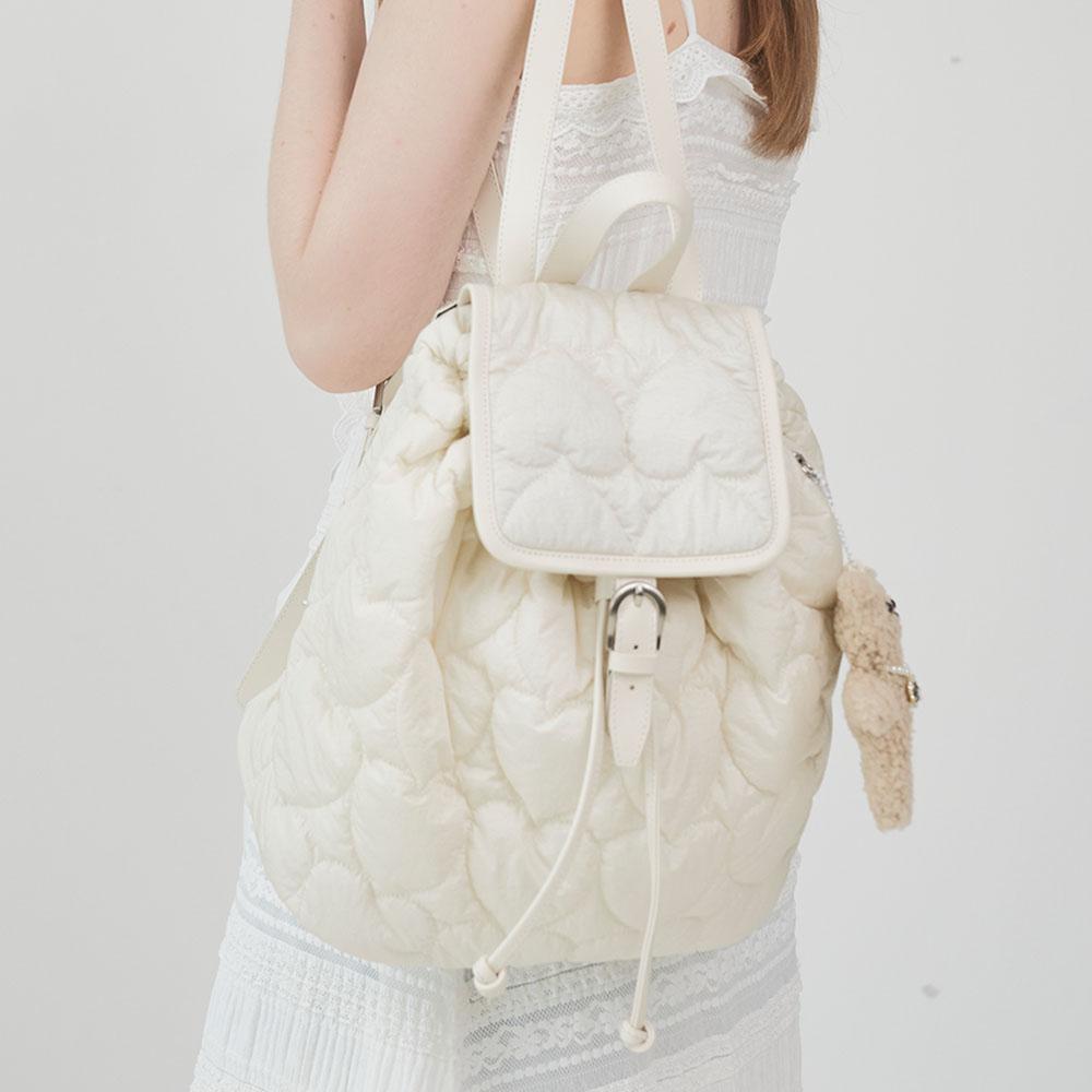 [쥬바인]Heart Padding Backpack (Ivory)
