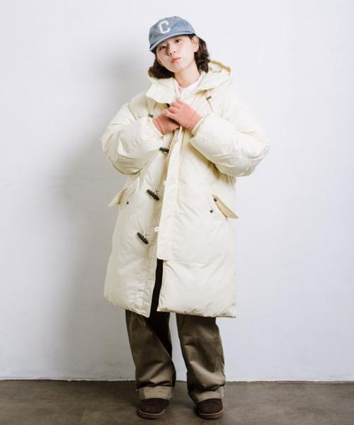 롱 더플 패딩_베이지