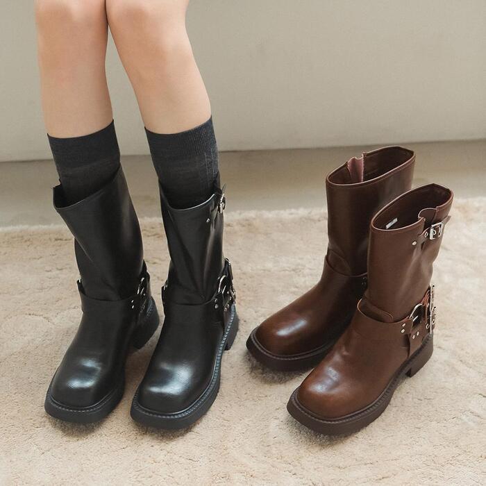 ljh1020 biker middle boots _ 2colors