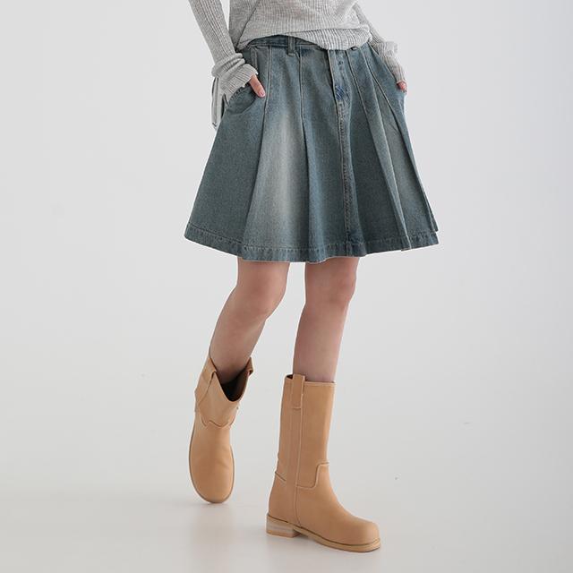 제이어반스 조너 플리츠 테니스 데님 미디 스커트 820 2col