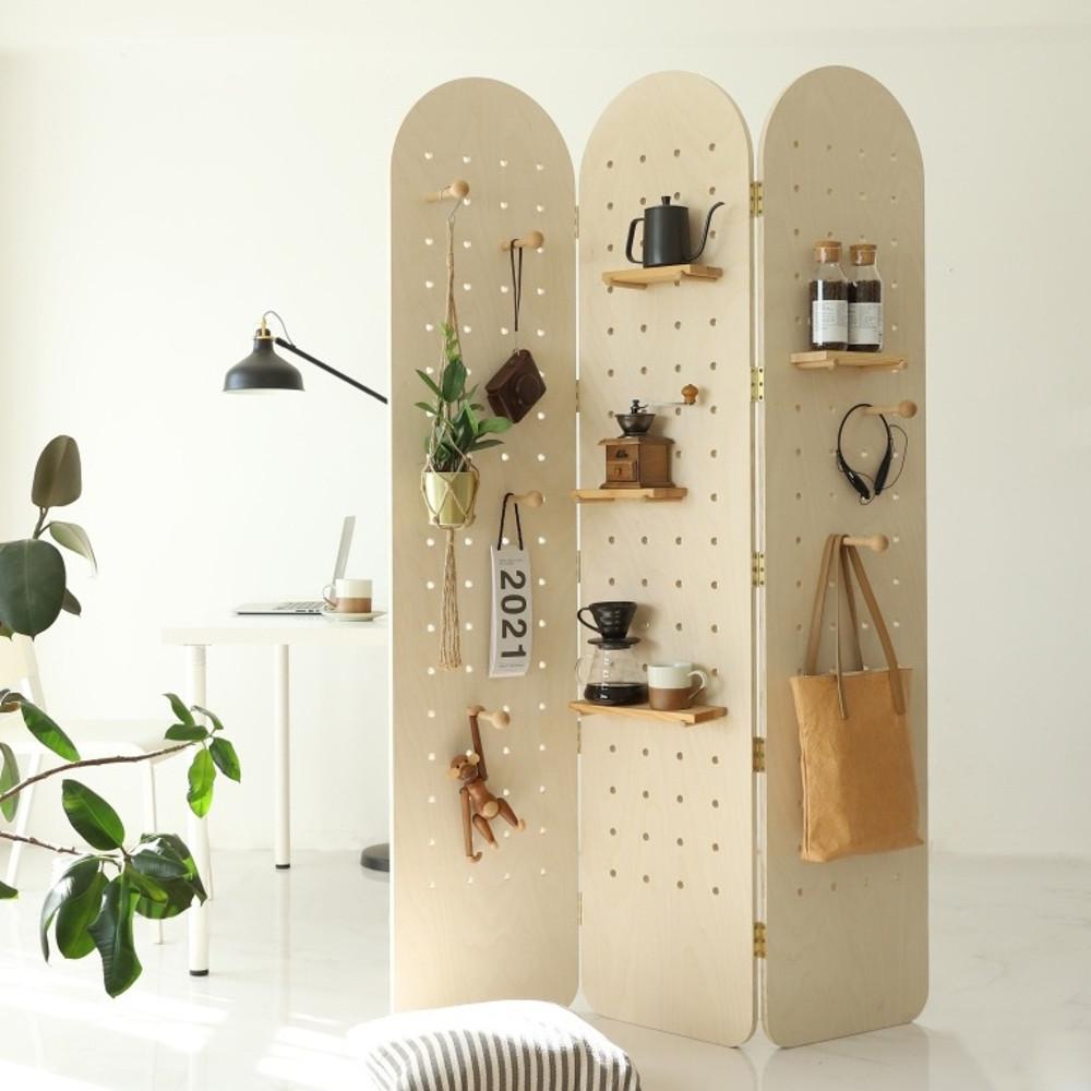 앳유어홈 원목 접이식 파티션 타공판 드레스룸 침대 가벽 우드 원룸 공간분리 사무실 아치형