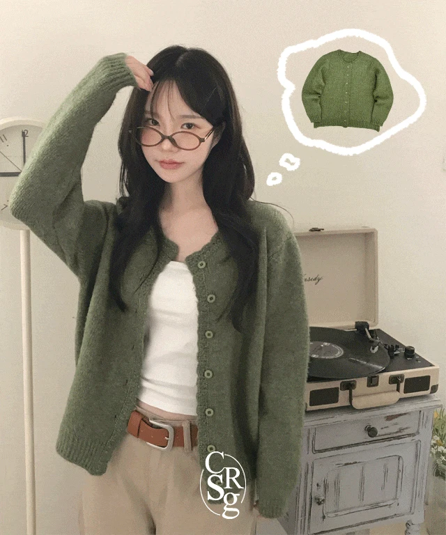 [*울5%/레이스포인트] 올리브 데일리 버튼 가디건