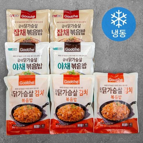 굽네 닭가슴살 볶음밥 김치 200g x 3팩 + 야채 200g x 2팩 + 잡채 200g x 2팩, 1세트