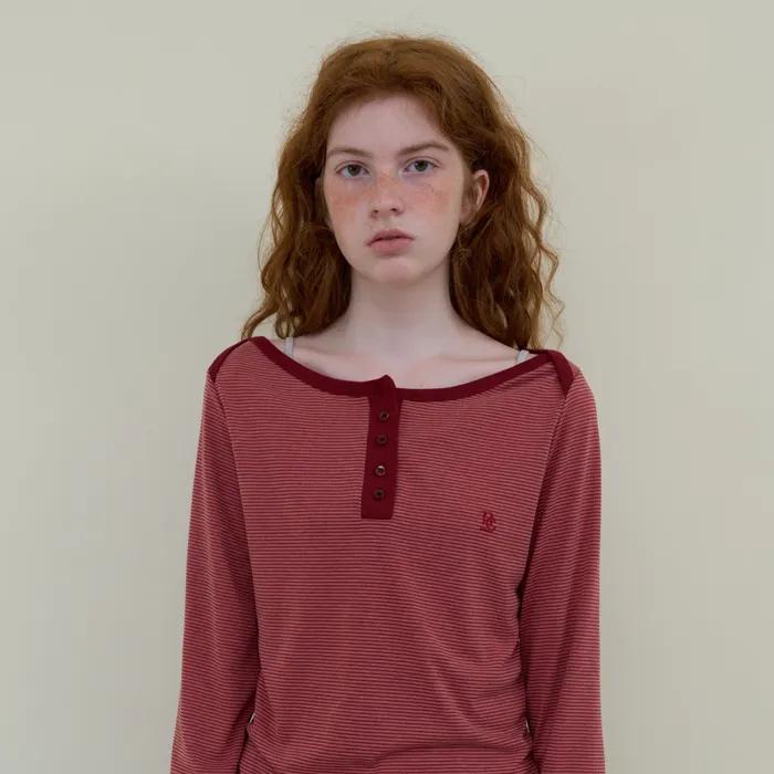 [09월 12일 예약발송] 227. Boatneck Stripe T _ Burgundy