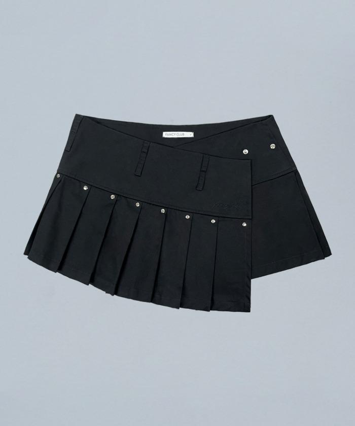 PLEATS LAYERED WRAP SKIRT (BLACK)_F24ZD885