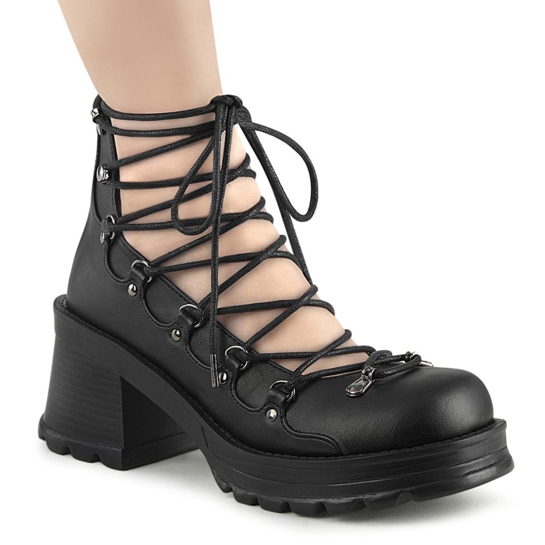 Bratty-32 - Black Vegan Leather / 10