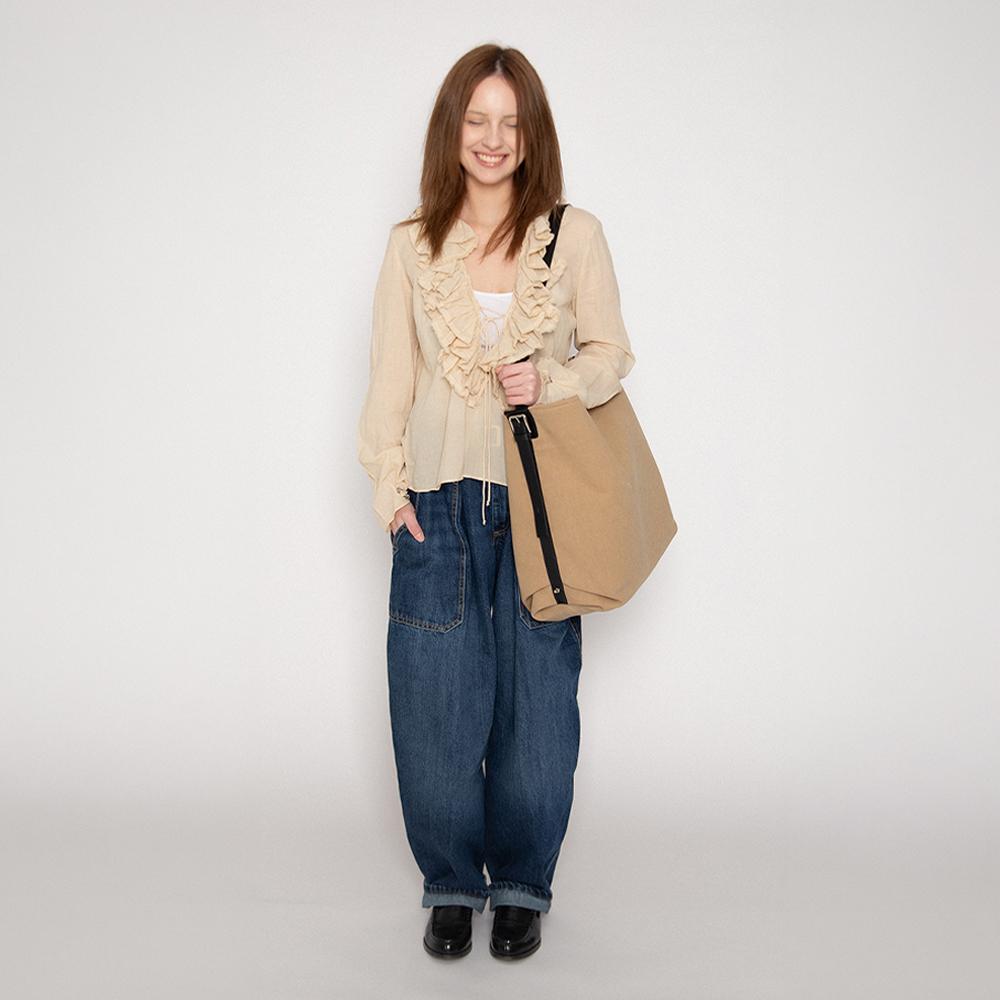 Belted Canvas Carryall Beige