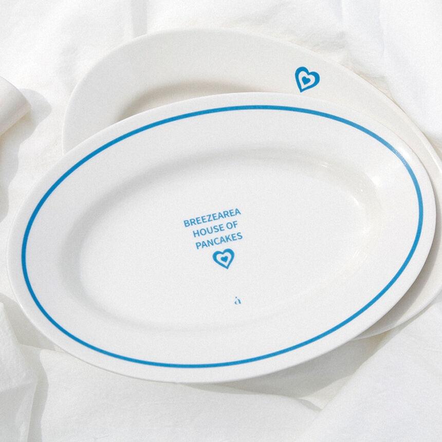 TBA 세라믹 그릇 오발접시 심플라인 블루 003