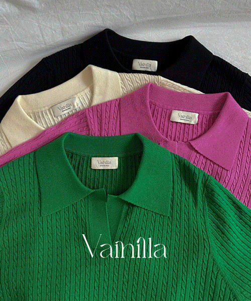 [MADE] 로망 케이블 카라 반팔 니트