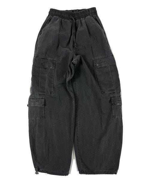 Pigment cotton cargo string wide pants dark gray