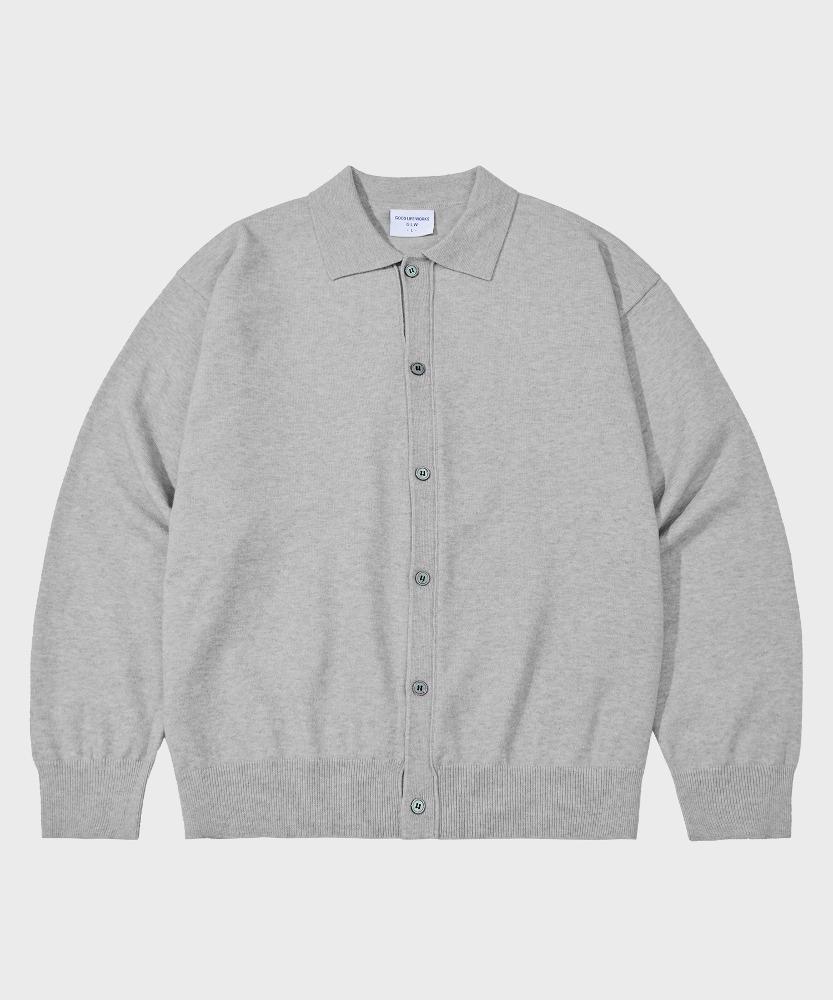에센셜 카라 니트 가디건 그레이