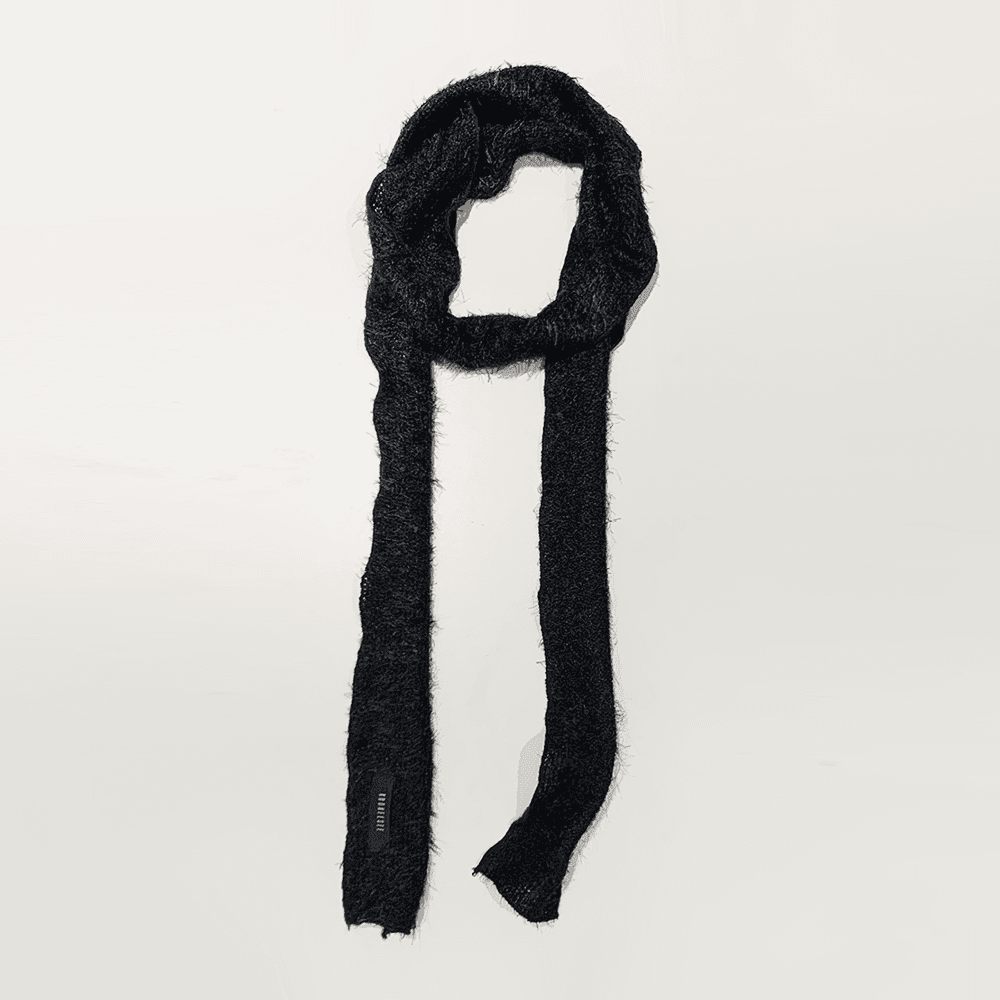 Hairly Knit Muffler Scarf (Black)