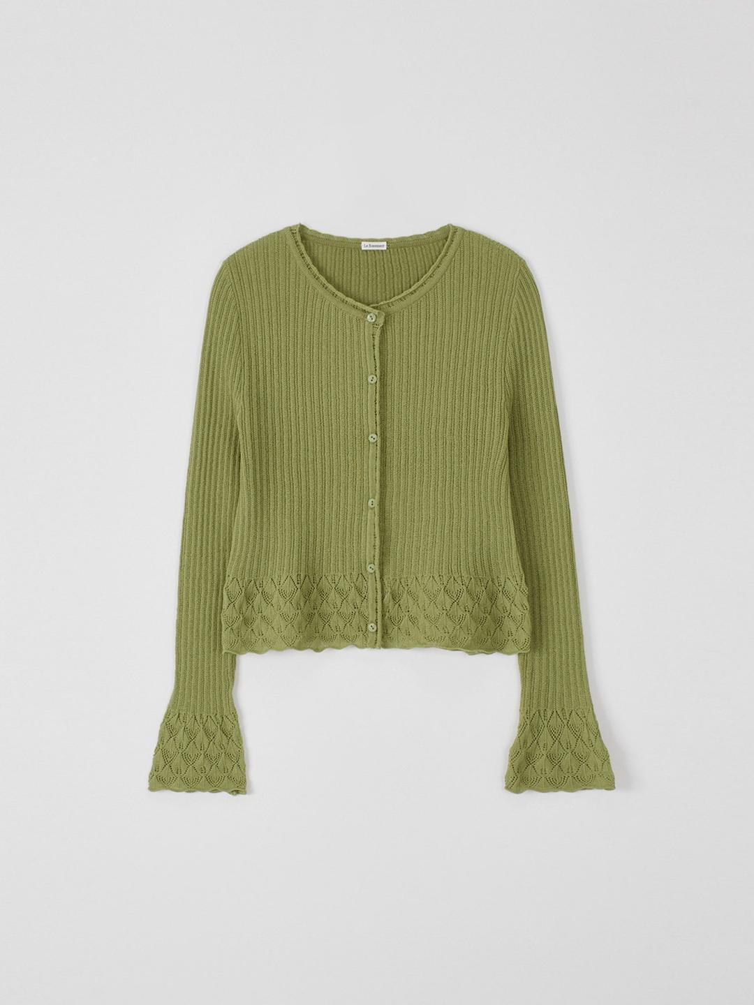 Lulu Crochet Cardigan - Olive