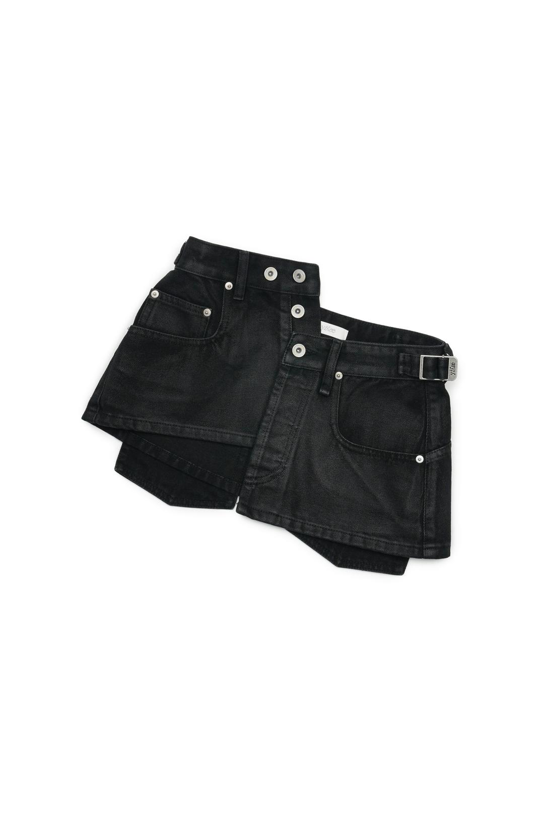 Contour Wrap Layered Skirt Black