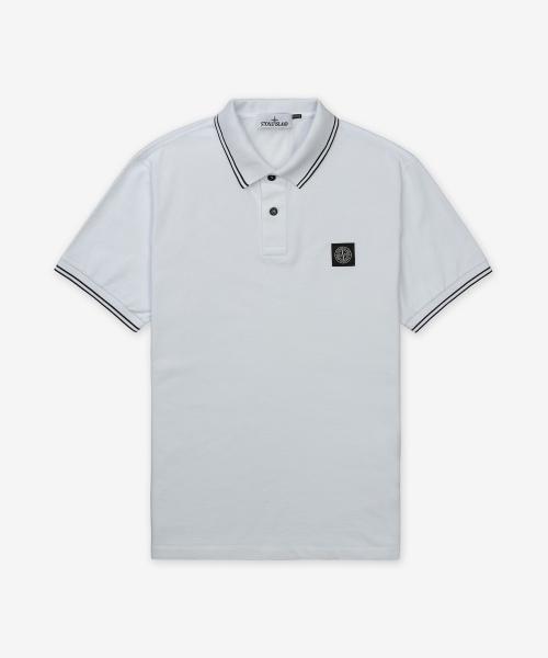 로고 패치 슬림핏 반소매 폴로 셔츠 - 화이트 / 22002SCS0018V1001