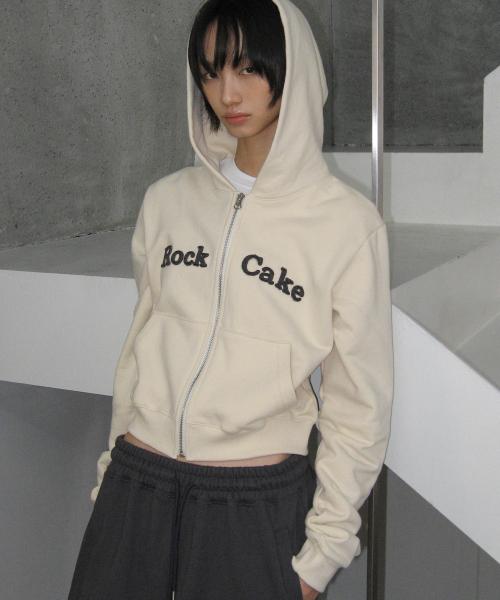 Logo Patch Full Zip Hoodie - Cream