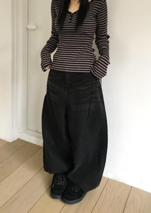 [E.E] IS BUTTON KNIT_S/T