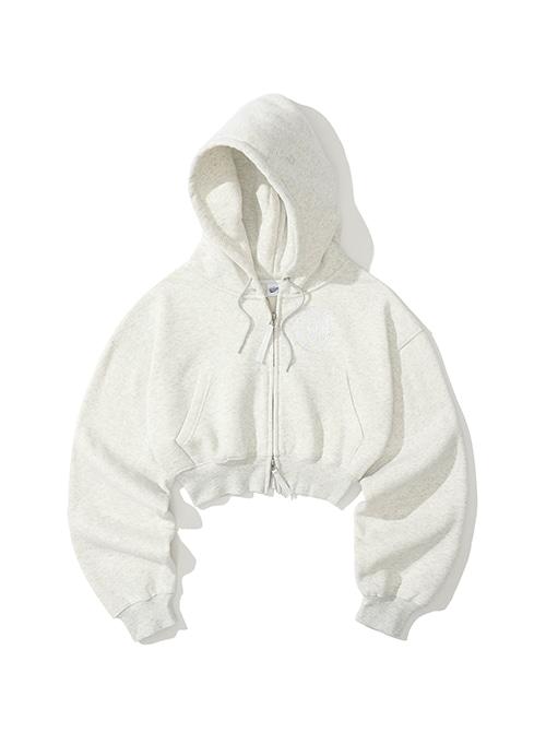 [WOMEN] CLASSIC LOGO CROP HOODIE_MELANGE
