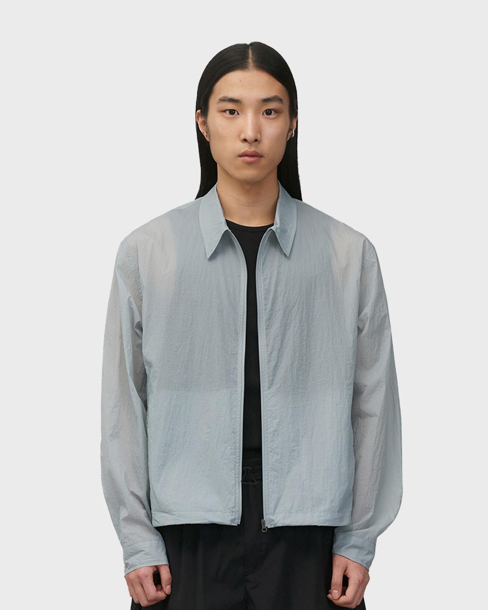 아모멘토 SHEER ZIP-UP SHIRTS (BLUE GREY)