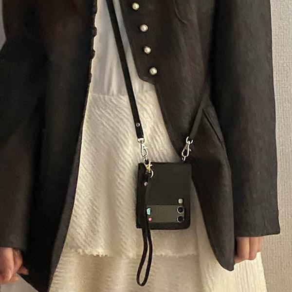 버겐 핸드폰 빈티지 지갑 미니백 휴대폰 카드 슬롯 4 수납 미니 동전지갑 스트랩 2개 반지갑 커플 갤럭시 제트플립 3 지플립 4 z플립 5 케이스