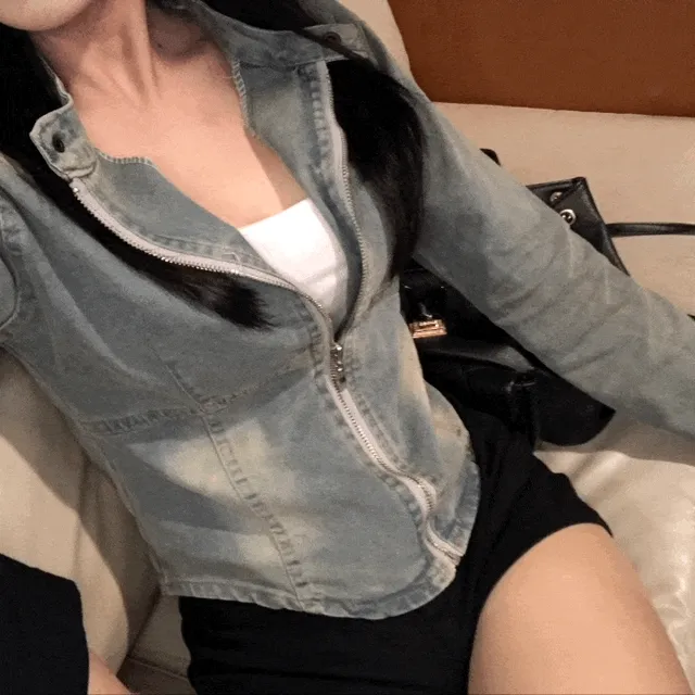 y2k 워싱 단추 데님 자켓