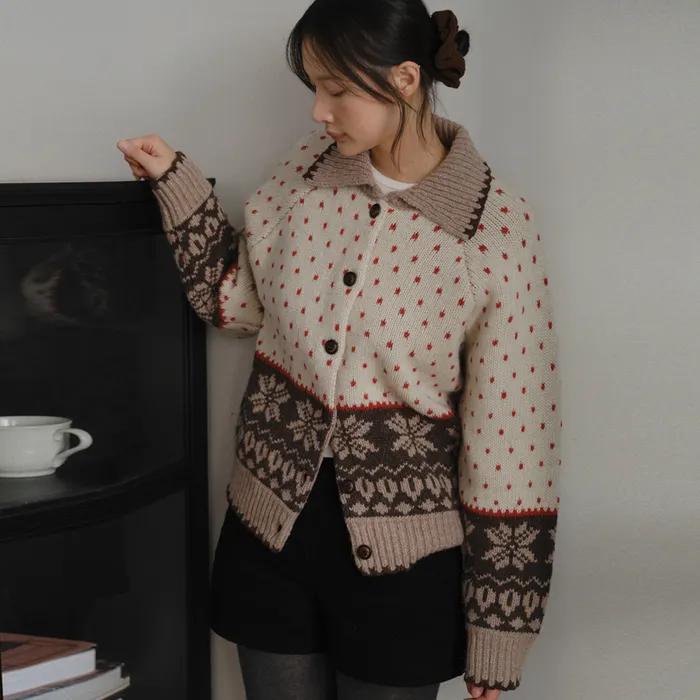 [29EDITION][with 김가을][예약발송] Heart jacquard collar cardigan_2colors