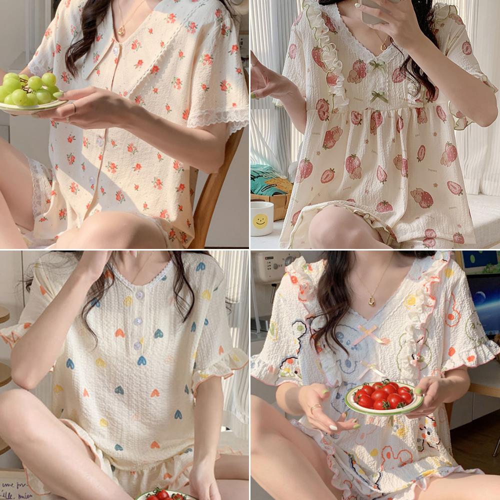 [44-120] 8종 빅사이즈 냉장고 잠옷 여름 반팔 지지미 파자마 세트