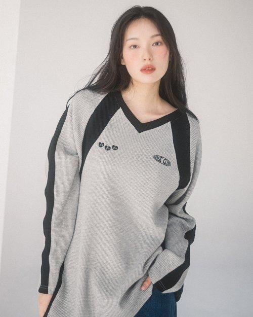 해비즘(HAVISM)  WAFFLE V-NECK RAGLAN L/S TEE(GREY) - 사이즈 & 후기 | 무신사
