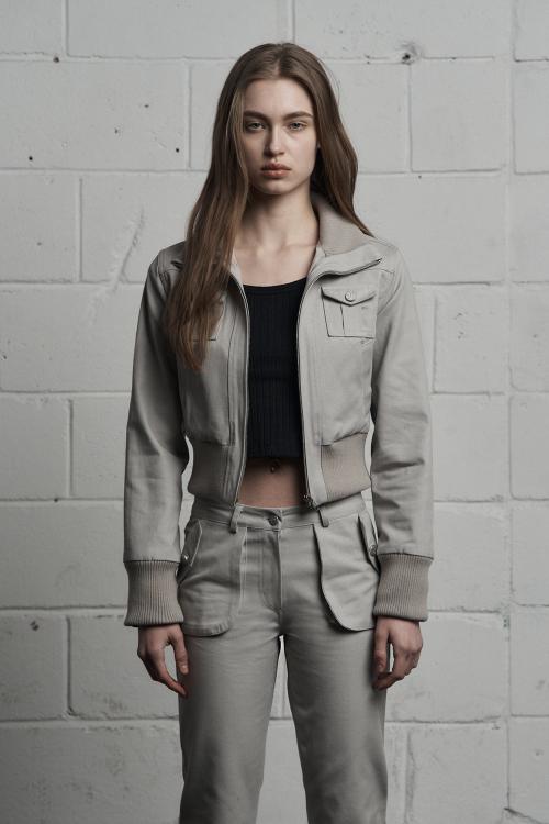 CARGO POCKET CROP JUMPER GRAY