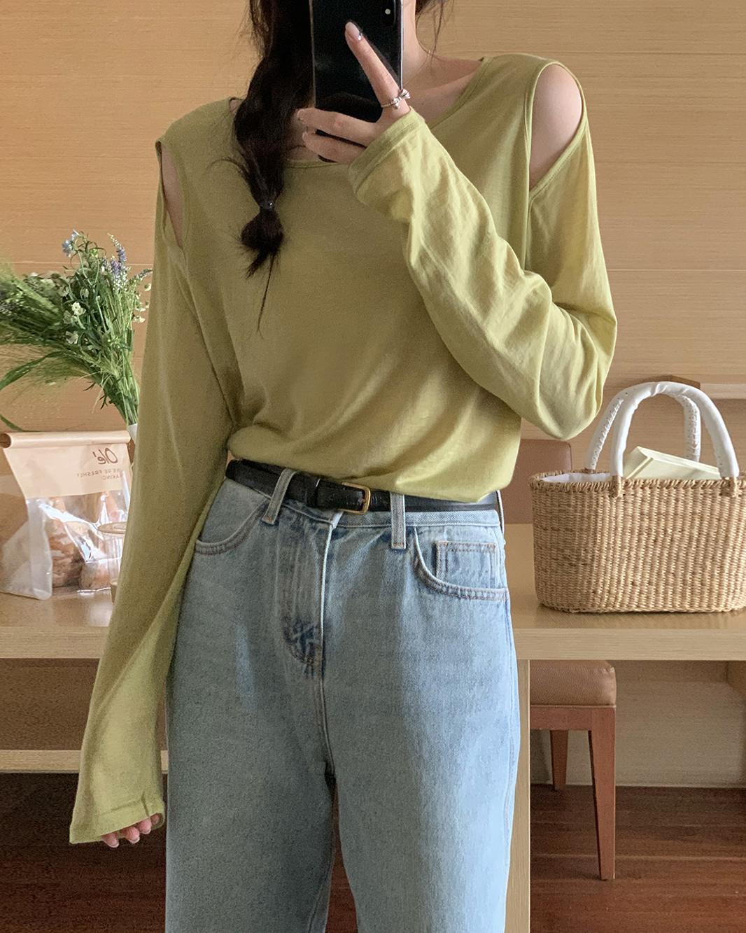 [Heeeel] 디브 숄더 쭉 티 /3Color