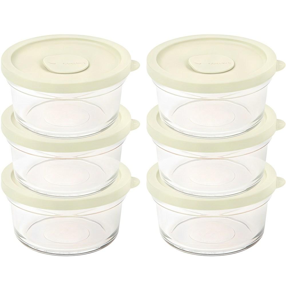 글라스락 렌지쿡 촉촉한 햇밥용기 원형 350ml, 코코넛밀크, 6개 - 전자레인지용기 | 쿠팡