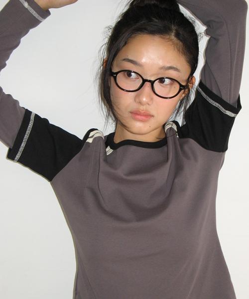 SPORTY SLIM LAYERED LONG SLEEVE CHARCOAL BLACK