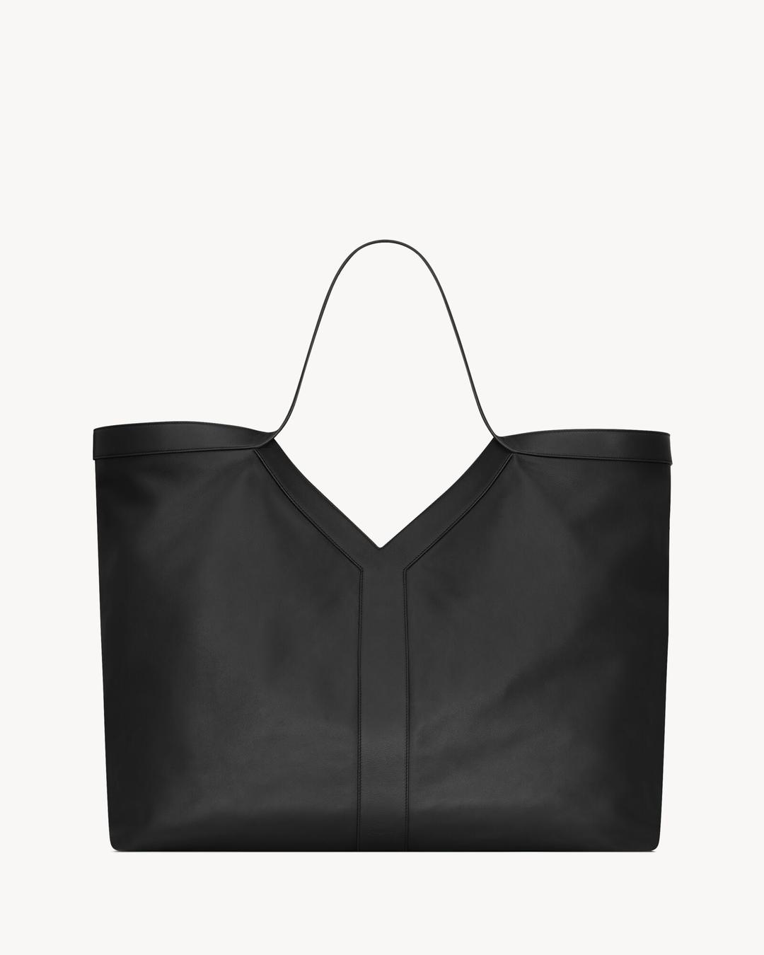 y maxi tote in grained leather