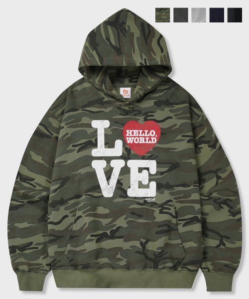 헬로 월드 LOVE 후드티_카모
