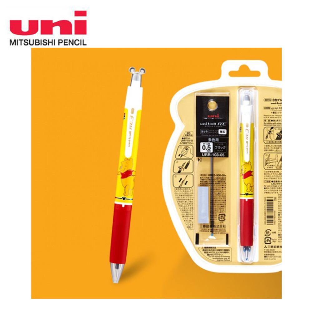유니볼 RE 지워지는 볼펜 3색 0.5 푸우 한정판 URE3-600D-05