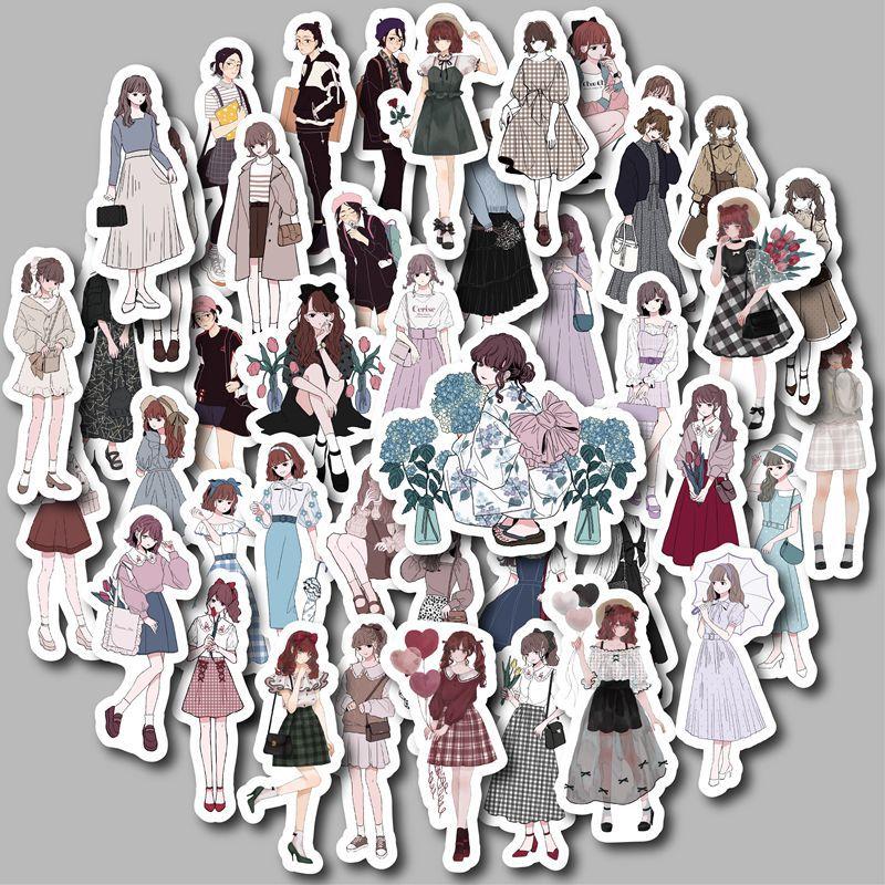 다꾸 감성 만화 캐릭터 일러스트 스티커 50매