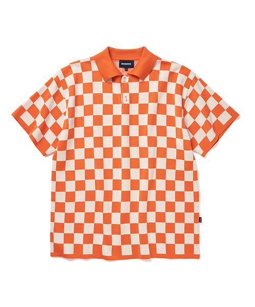 CHECKERED KNIT PIQUE (ORANGE)