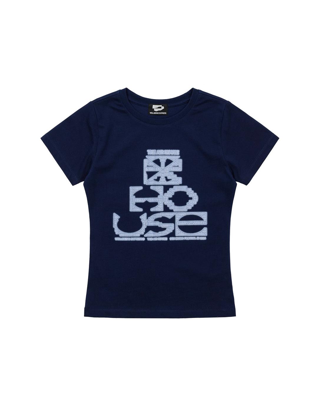 [WBExAIRHOUSE] Grid Symbol Half Sleeve Navy